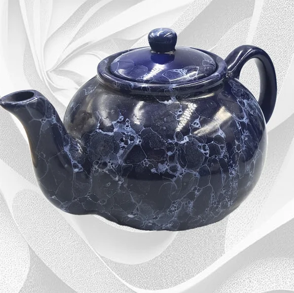 Elegant Blue Marble Teapot - Picture 1 of 9